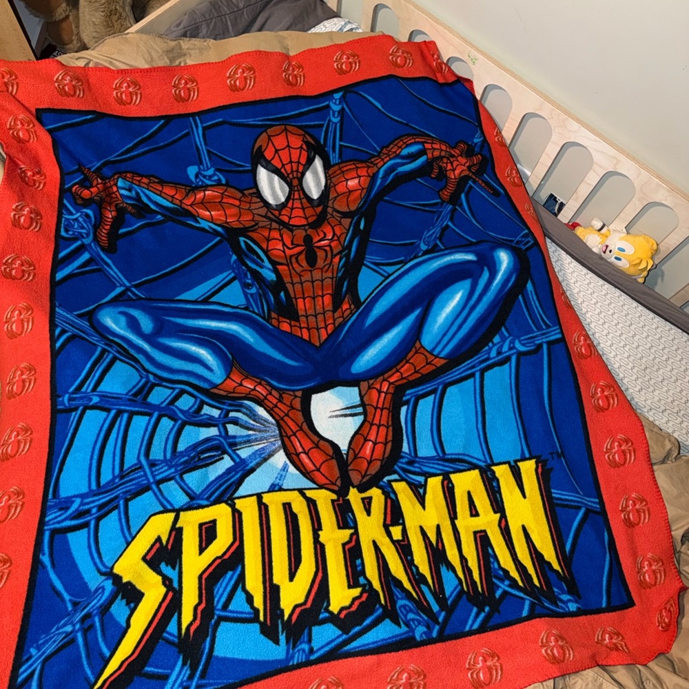Y2K 90s Spider-Man Blue and Red fleece throw Blanket